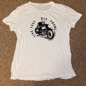 Brandy Melville live fast die young graphic shirt
